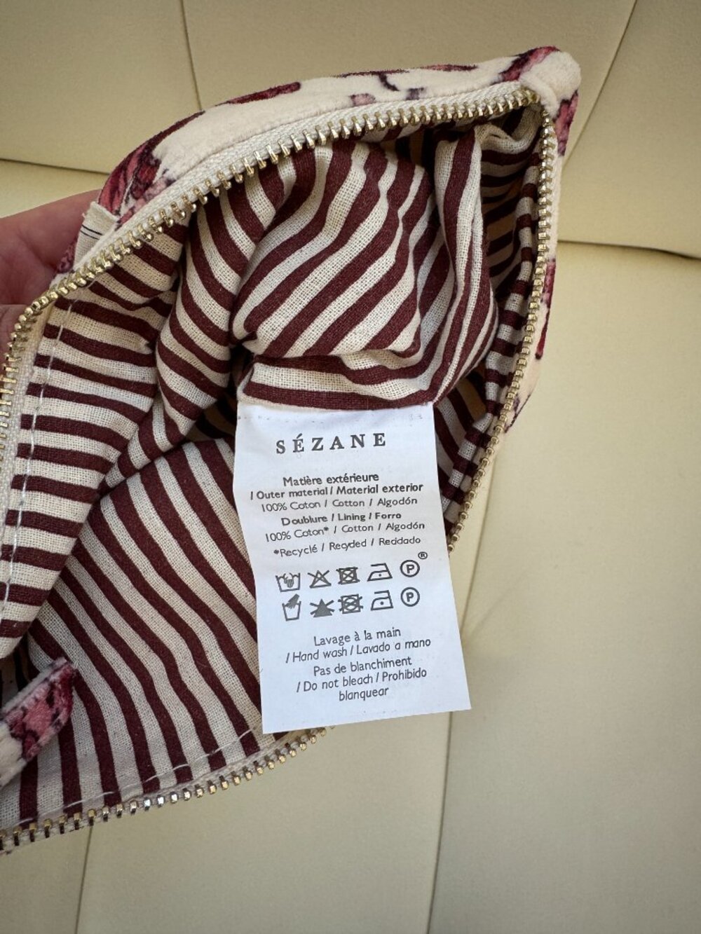 Sezane x Antoinette Poisson limited edition velvet bird print makeup bag NWOT - Picture 3 of 4